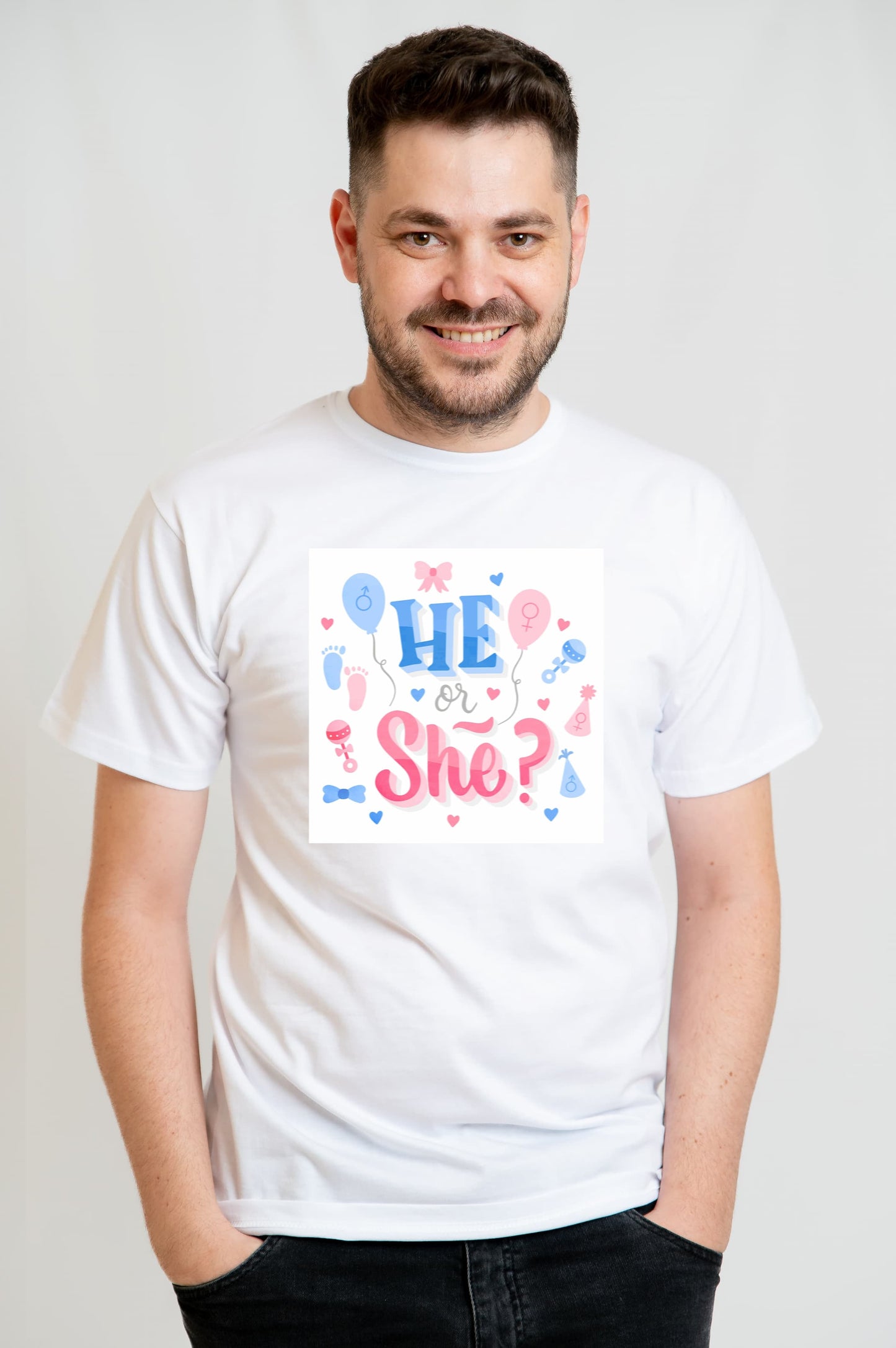 Tricou Gender Reveal personalizat – He or She