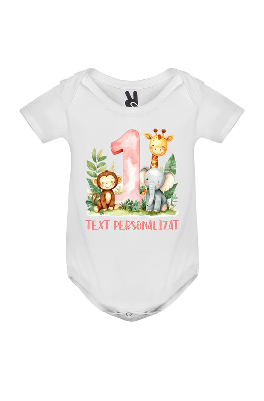 Set tricouri familie personalizate 1 an – aniversare, botez și taiere mot - roz