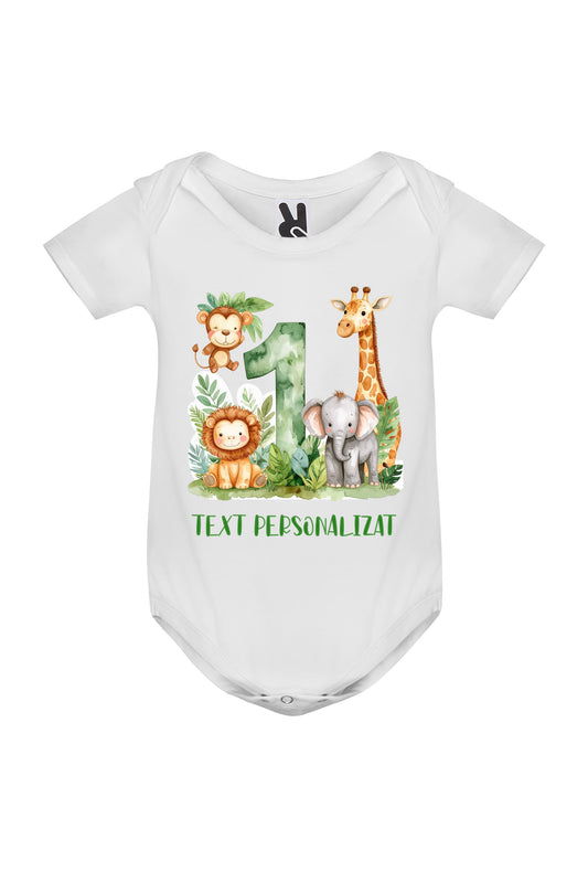 Set tricouri familie personalizate 1 an Safari – aniversare și taiere mot - verde