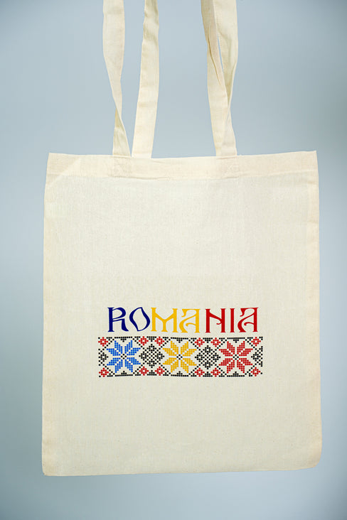 Sacosa din bumbac Romania cu Motive Traditionale – 37x41 cm
