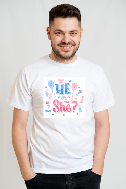 Tricou Gender Reveal personalizat – He or She