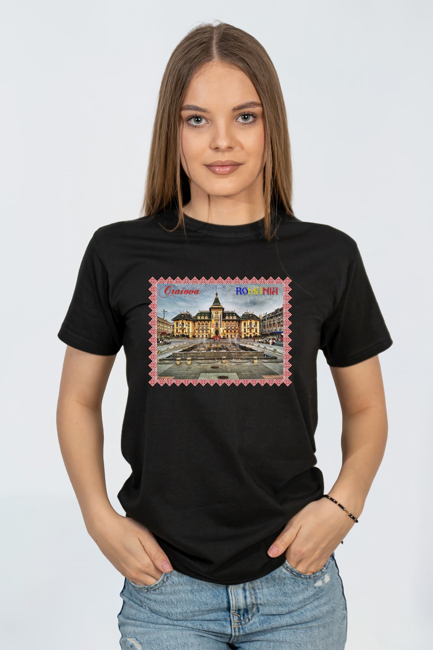 Tricou print DTF personalizat – Suvenir Romania Craiova